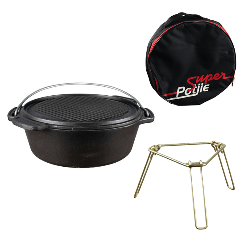 Super Bake Pot No. 12 with Bag and Tripod (Enameld)