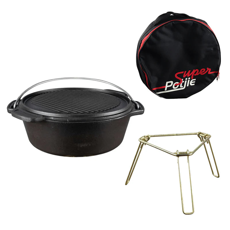 Super Bake Pot No. 12 with Bag and Tripod (Enameld)