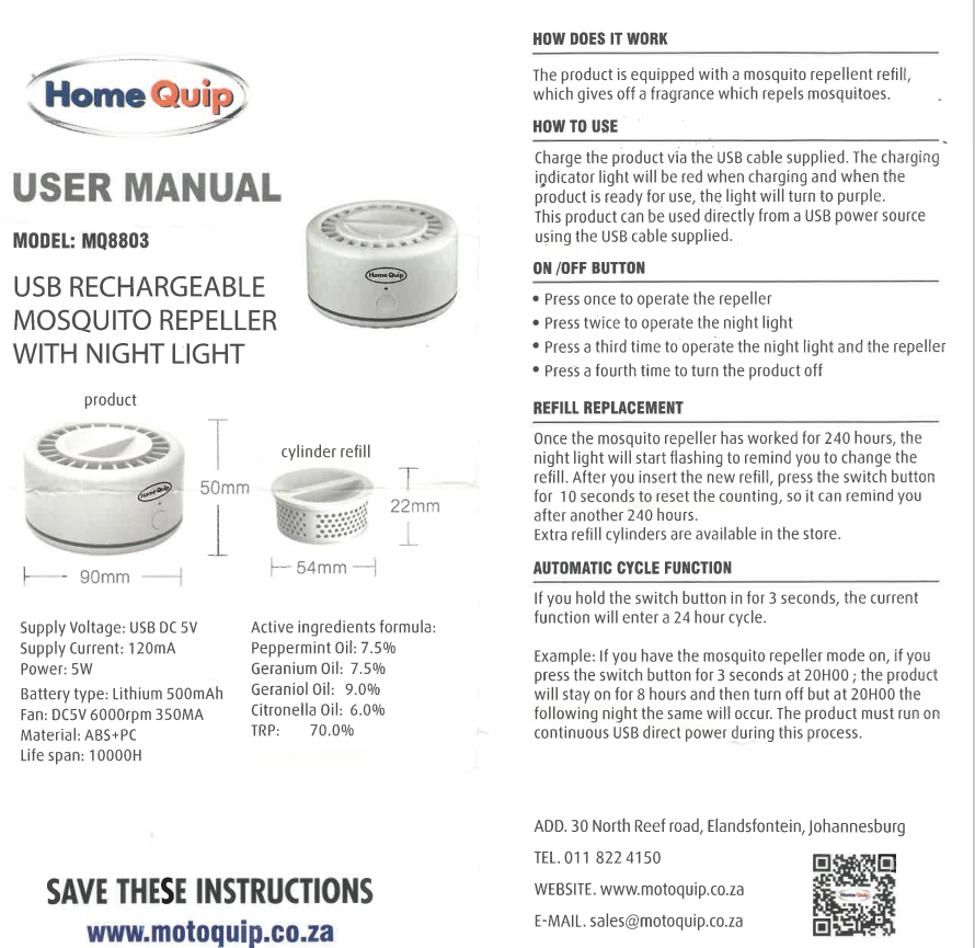 USB Rech Mosquito Repeller