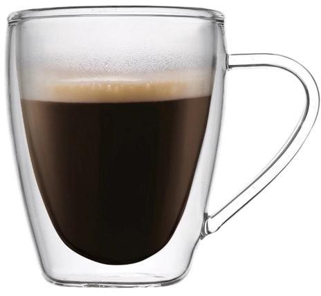 Double Walled Glass Cups 350ml with Handle