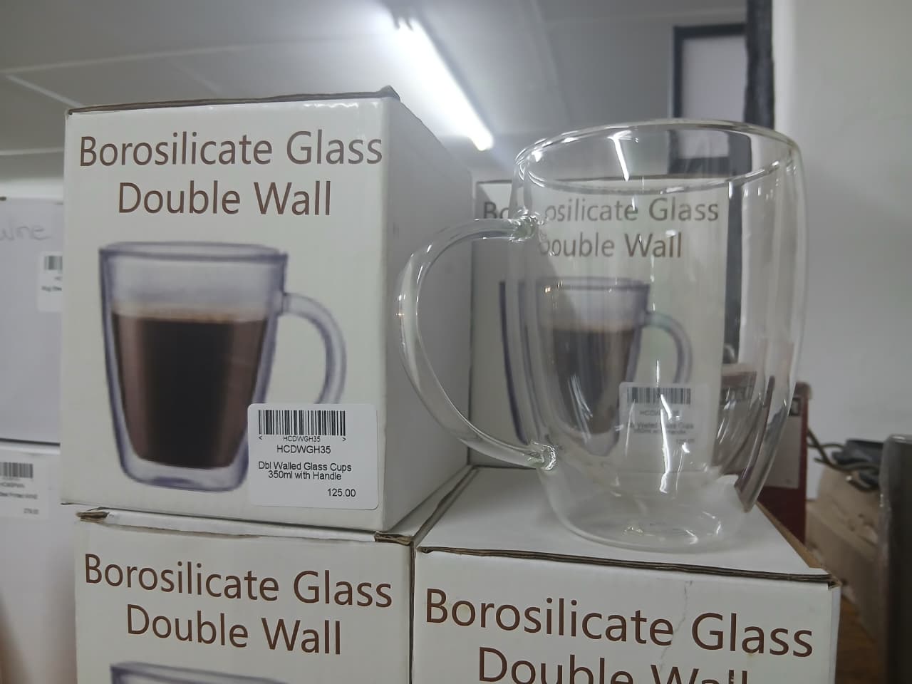 Double Walled Glass Cups 350ml with Handle